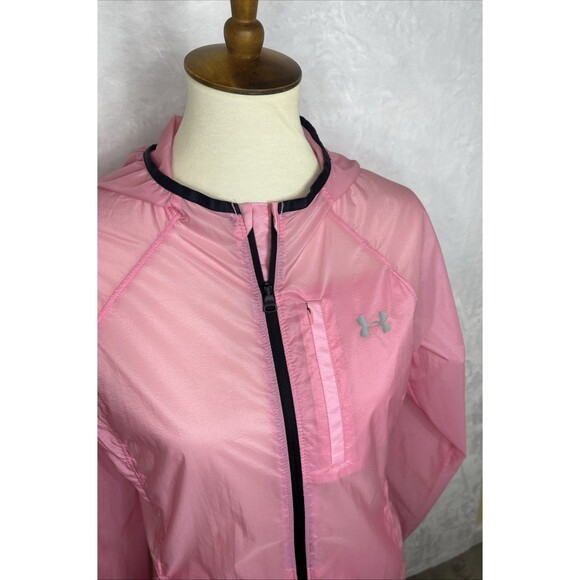 Under Armour Lightweight Windbreaker Rain Jacket Full Zip Pink Size Small - Picture 2 of 11